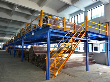 Cold Rolling Steel Industrial Mezzanine Floors For Warehouse , Blue / Orange